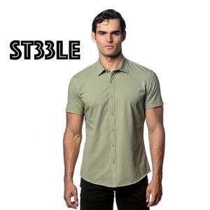 Steele Body Con Stretch Short Sleeve Shirt Large Gently worn 95% cotton